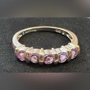 Five Stone Amethyst Ring - Set in Sterling Silver - Size 7 - NWOT
